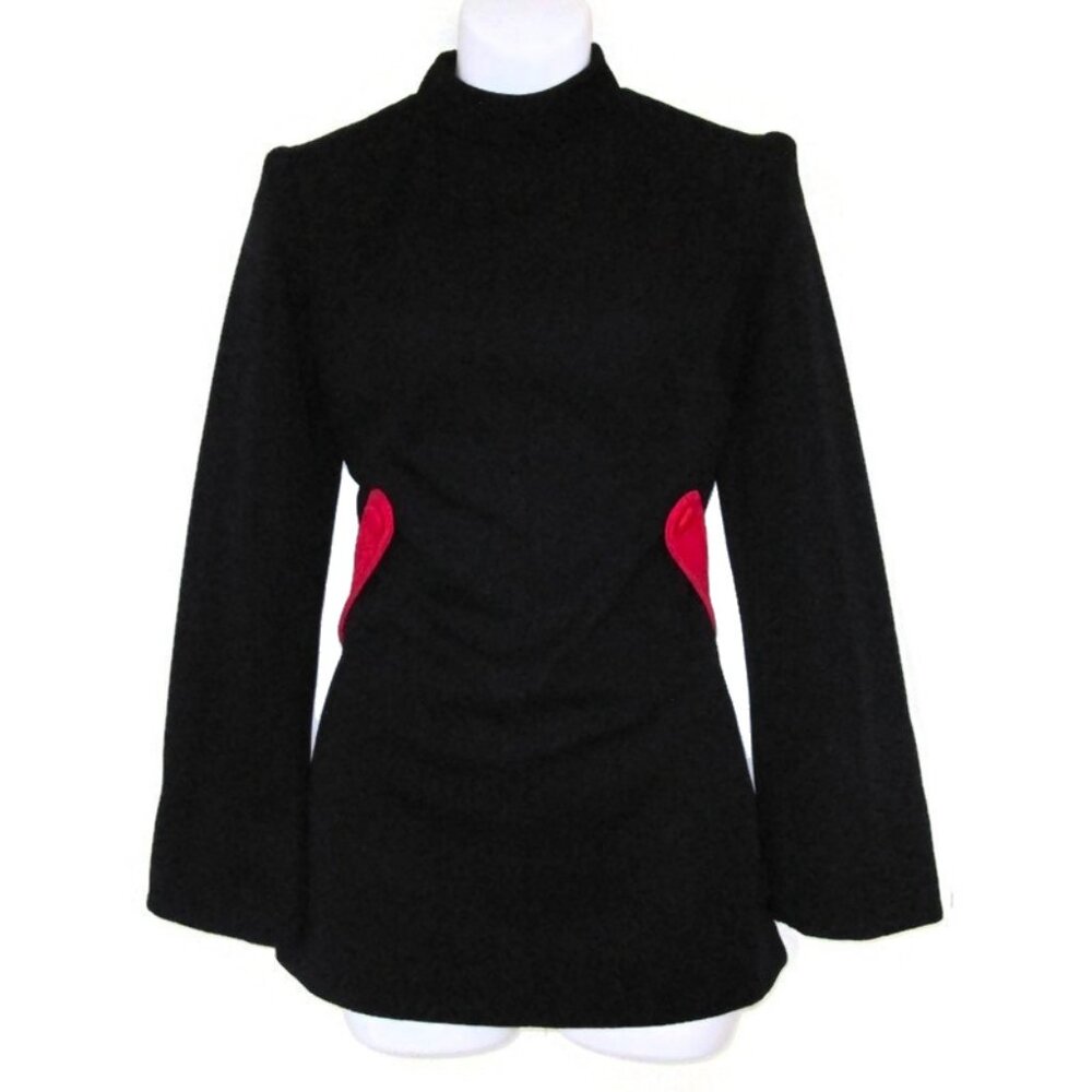 1960s vintage mod top black red shirt size small medium futuristic